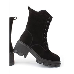 04-M2-5123 BLACK Ботинки зимние женские (натуральная замша, натуральный мех)