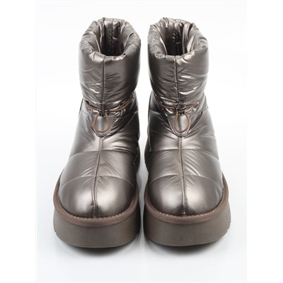 04-WA003-3M GRAY/BRONZE Ботинки зимние женские (натуральная кожа, курточная ткань, 100% шерсть)