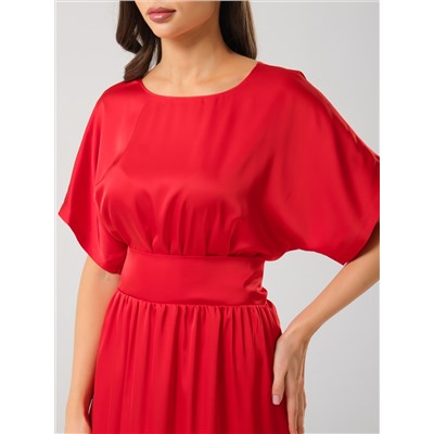 Платье нарядное красное с широким поясом