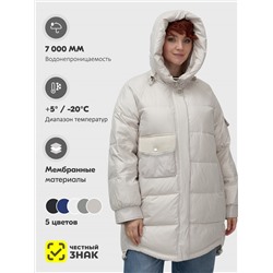Куртка зимняя женская с капюшоном модная бежевого цвета 7341B