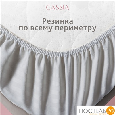 CASSIA ЛЮКС Страйп Сатин с-сер Простыня на резинке 160х200х30-1, 1 пр., хл/сатин
