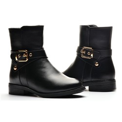 Fashion + TC 27010010 Ботинки детские чер иск кожа, подклад нат шерсть+иск мех