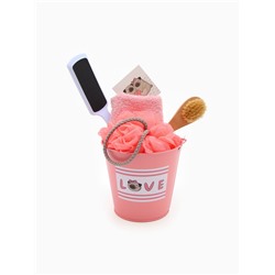 Набор подарочный «Этель» Love, полотенце, мочалка, щётка