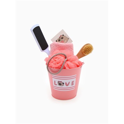 Набор подарочный «Этель» Love, полотенце, мочалка, щётка