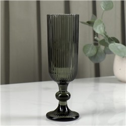 Бокал для шампанского Magistro «Грани», 150 мл, 5.5×18.5 см, стекло, графит