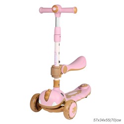 Самокат 3-х колесный SCOOTER Дино / 8101 /уп 8/ розовый