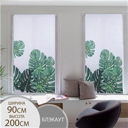 Штора рулонная «Тропики», блэкаут, 90×200 см, белая