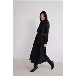 11352 Платье-рубашка удлинённое чёрное в горошек (остаток: 42-44)