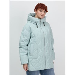 Куртка женская демисезонная с капюшоном бирюзового цвета 1140Br