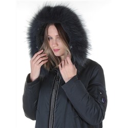 E-1961 DK. BLUE Пальто женское с мехом Evcanbady