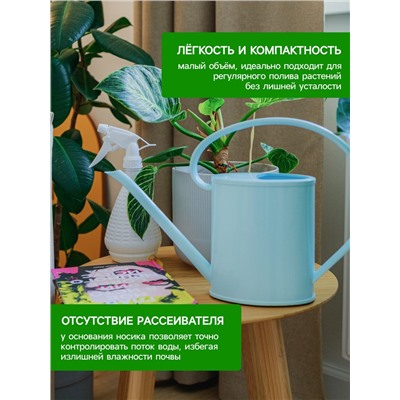 Лейка с длинным носиком, 1.2 л, без рассеивателя, голубая, Greengo