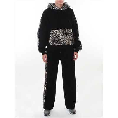 008 BLACK/LEOPARD Костюм спортивный зимний женский (95% хлопок, 5% полиэстер)