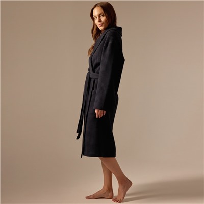 Халат вафельный женский SL HOME: Basic «Дарк Маре», хлопок 100%, чёрный