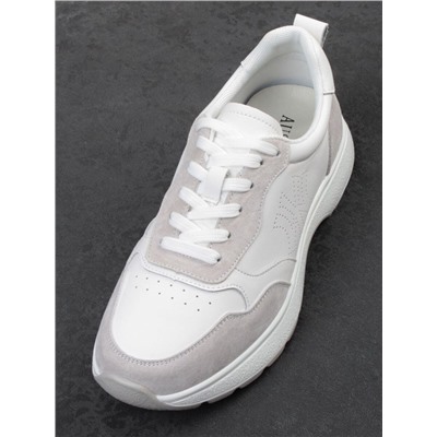 03-YC527-2 WHITE/GRAY Кроссовки женские (натуральная кожа)