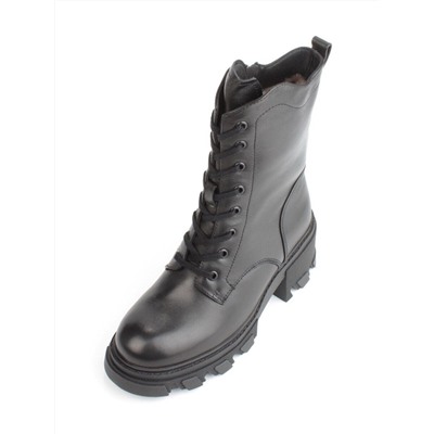 04-M2-5122 BLACK Ботинки зимние женские (натуральная кожа, натуральный мех)