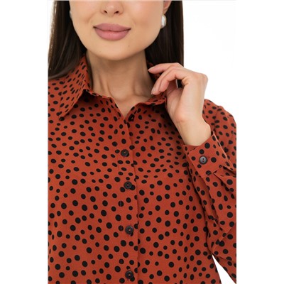 Рубашка терракотового цвета в горошек