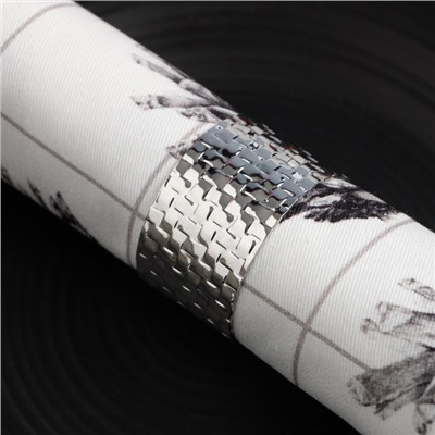 Набор салфеток сервировочных «Этель» Christmas, 45×45 см - 4 шт., с декоративными кольцами, белые