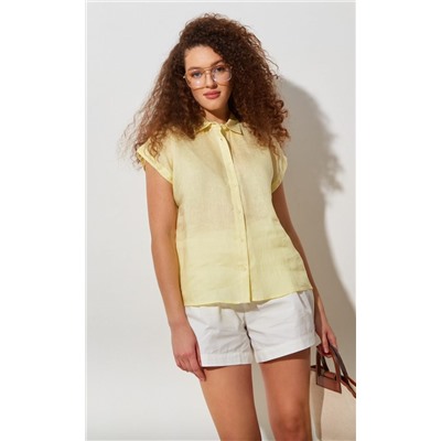 Рубашка лен F212-0441-2 lemon