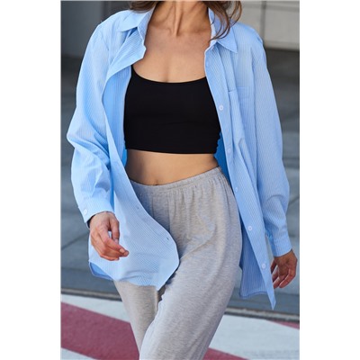 Рубашка оверсайз в полоску хлопковая