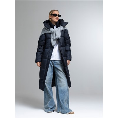 Пуховик женский темно-синий