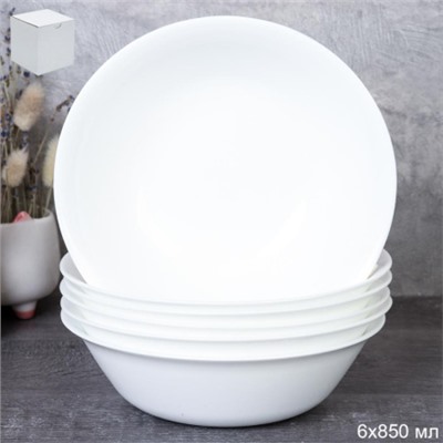 Набор суповых тарелок 6 штук 850 мл Глэйд Богатырь / FLPW75 (WHITE) /уп 8/