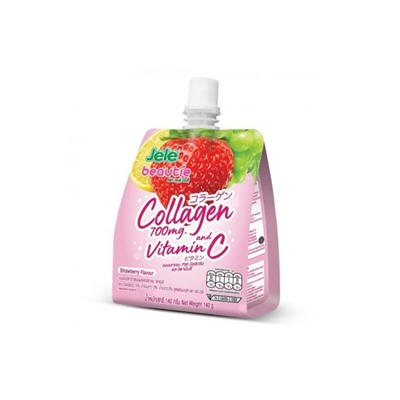 Сок желе с коллагеном и витамином С со вкусом клубники от Jele Beautie Collagen Vitamin C 700mg Strawberry 140 гр