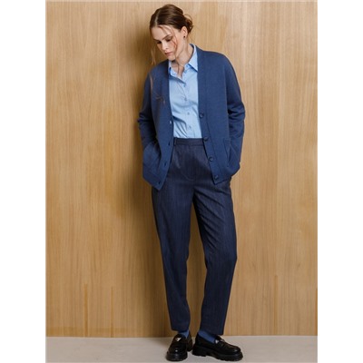 Брюки зауженные тёмно-синие с карманами