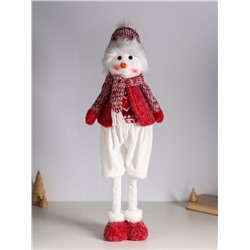 Интерьерная кукла текстильная «Снеговичок в бело-красном наряде», раздвижная 44-65 см, 22×14×44 см
