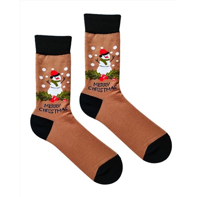 Носки НГ р.37-44 "Happy NY" Снеговик