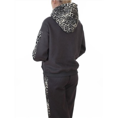 008 DK. GRAY/LEOPARD Костюм спортивный зимний женский (95% хлопок, 5% полиэстер)