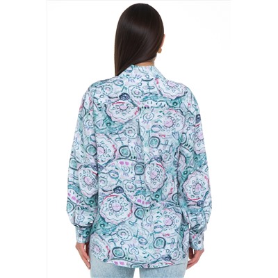 Рубашка голубая с принтом