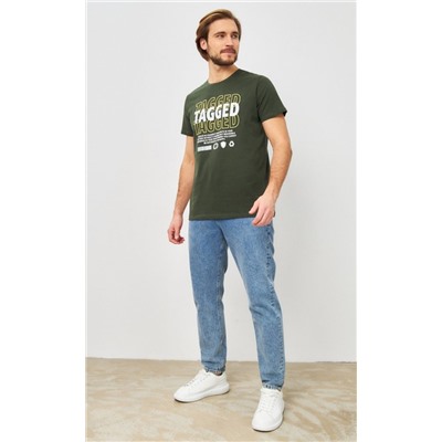 Футболка мужская с принтом P411-06-847 хаки