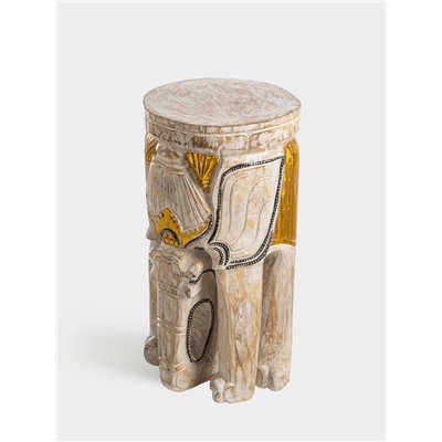 Табурет «Слон», 25×25×50 см, дерево албезия, белый