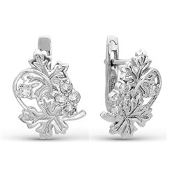 Серебряные серьги  925 пробы с бесцветными фианитами - 139