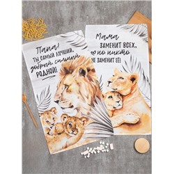 Набор кухонных полотенец «Этель. Семейство кошачьих», 40×73 см - 2 шт., 100% хлопок, вафля 160 г/м²