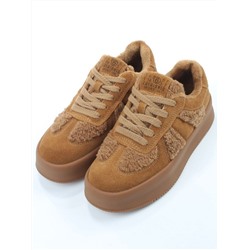 04-P133-2C BROWN Кроссовки демисезонные женские (натуральная замша, байка)