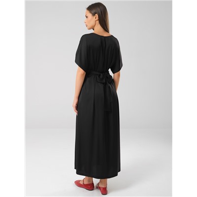 Платье нарядное чёрное с широким поясом