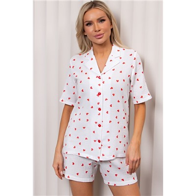 Костюм белый с шортами Пэгги №1