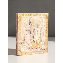 Икона « Георгий победоносец», с подвесом, 12×10×2 см, гипс, роспись