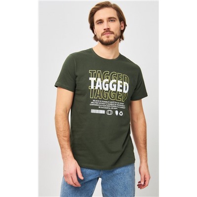 Футболка мужская с принтом P411-06-847 хаки