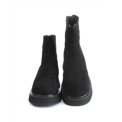04-HJM397 BLACK Ботинки зимние женские (натуральная замша, натуральный мех)