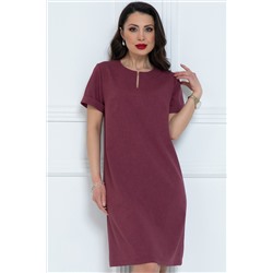 Платье короткое с разрезом в цвете марсала