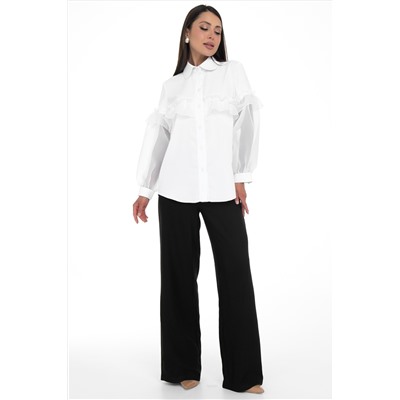 Блузка белая с рукавами из органзы