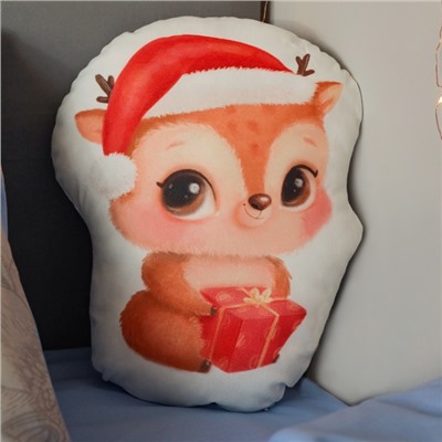 Подушка декоративная новогодняя «Этель. Оленёнок», 27×35 см, велюр