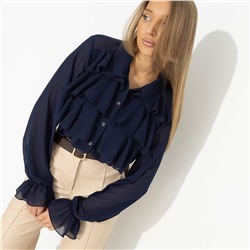 Блуза с воланами, Гипнотический стиль (синяя)