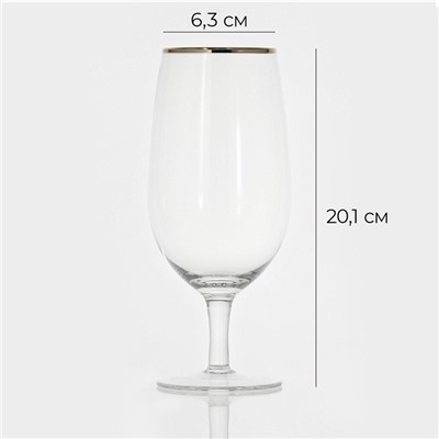 Пивной бокал Magistro «Руно», 550 мл, 20.1×6.3 см, на ножке, с золотой отводкой, стекло, прозрачный