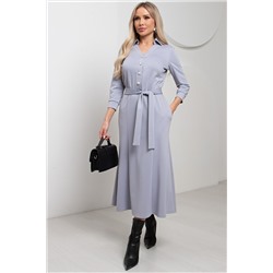 Платье трикотажное серо-голубое с поясом Пури №1