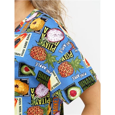 752 Платье "Тропики/голубой"