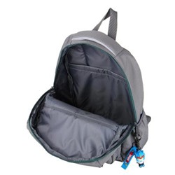 Рюкзак подростковый 40x30x14,5см, 1 отд., 4 карм., аппликации в форме лица, ножки, ПЭ, серый/зеленый