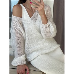 Пуловер паутинка, Белый